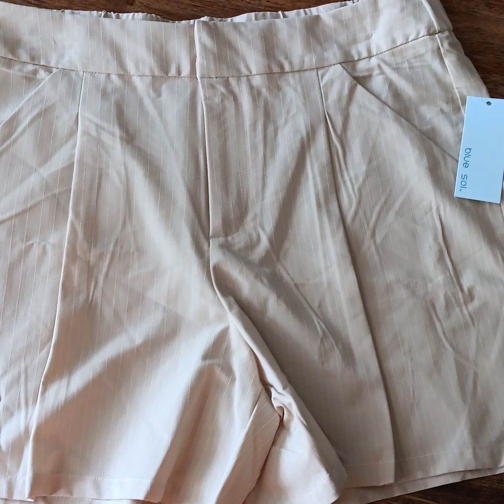 Blue Sol Women's Cream Pinstripe Shorts